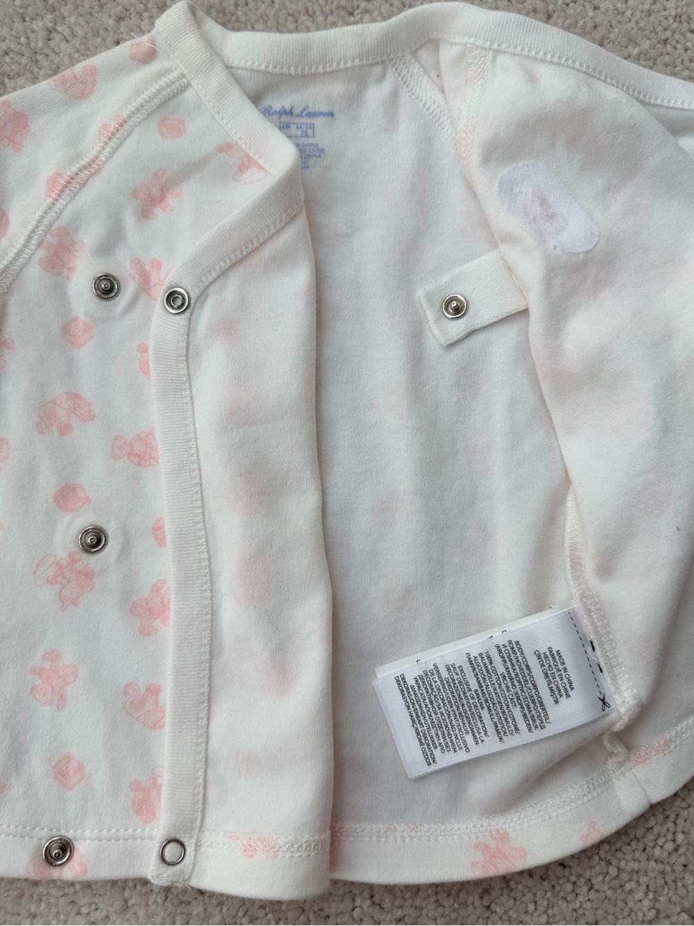 Ralph Lauren White and Light Pink Infant 3-Piece Pajama Set - Picture 9 of 16